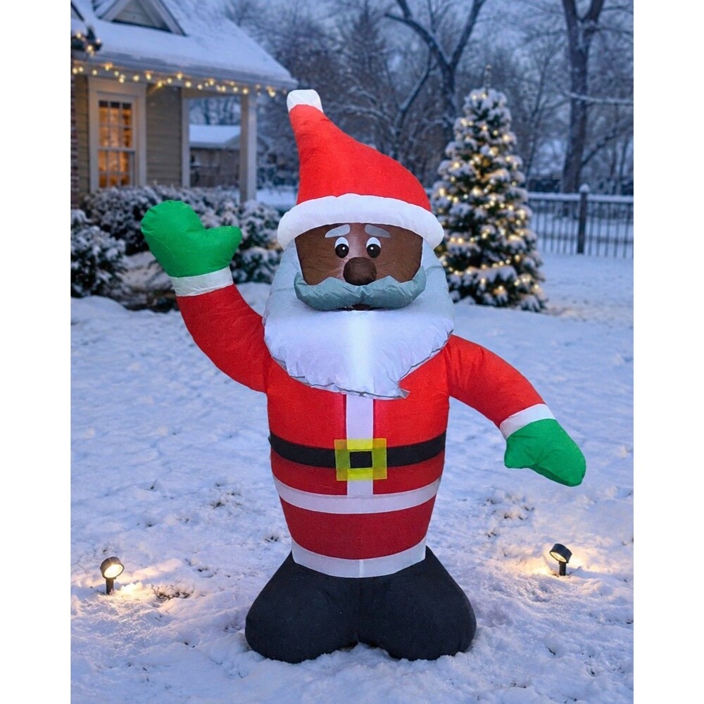 NEW African American 4ft Inflatable Santa Holiday Collection LED Christmas Decor